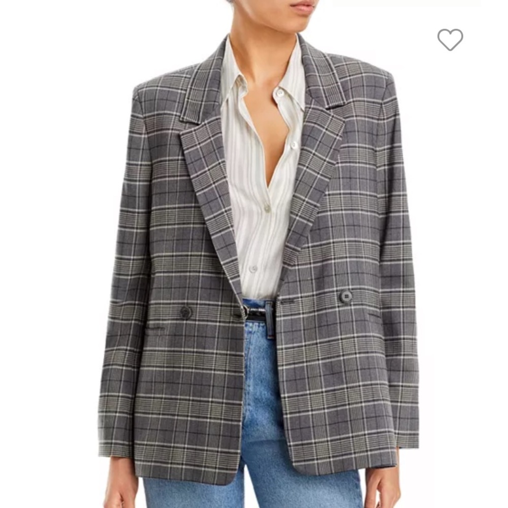 ANINE BING plaid double-breasted blazer NWT